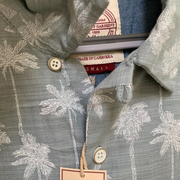 FAT FACE S/S Men's Button Down PALM TREE Print Shirt Asparagus Green Sz SML - Picture 7 of 16